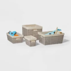 10.25" X 6" X 6" Small Woven Twisted Paper Rope Tapered Basket Gray - Brightroom™ -Brightroom GUEST 054d99f6 5bc4 4b73 87f9 e39da675c247 3