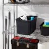 26.2qt Heavy Duty Storage Bin - Brightroom™: Black Plastic, Stackable & Portable, Universal Storage Solution