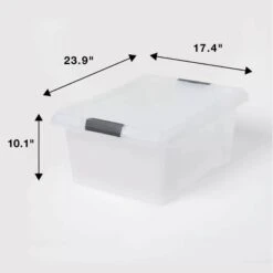 Medium Frosted Latching Storage Box - Brightroom™: Stackable Polypropylene Tote With Lid, 48L Capacity 9 Medium Frosted Latching Storage Box - Brightroom™: Stackable Polypropylene Tote With Lid, 48L Capacity -Brightroom GUEST 31645692 b442 466a 830f 80177189691a