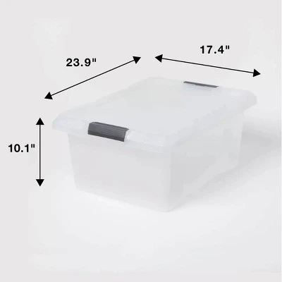 Medium Frosted Latching Storage Box - Brightroom™: Stackable Polypropylene Tote With Lid, 48L Capacity 5 Medium Frosted Latching Storage Box - Brightroom™: Stackable Polypropylene Tote With Lid, 48L Capacity - Image 5
