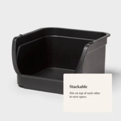4.6qt Open Front Stackable Storage Bin - Brightroom™: Portable Black Utility, Universal Storage, 5" Height -Brightroom GUEST 37e3c57e b404 4225 8b9d 9ee4f026b278