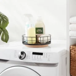 Divided Turntable Black Wire With Natural Wood - Brightroom™