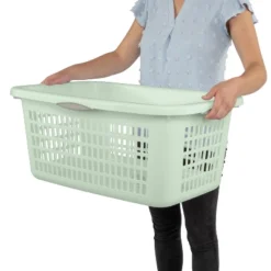 2bu Laundry Basket Green - Brightroom™: Portable Plastic Clothes Organizer With Built-In Handles, 70.4L Capacity -Brightroom GUEST 419217f6 77d4 416a 95d3 5847774d5d91