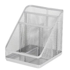 Mesh Medium Desktop Organizer Silver - Brightroom™: Steel Desk Tool Holder, Office Supplies, 7"x7"x6"