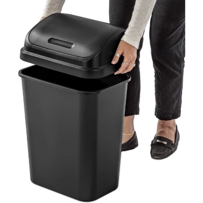 7.8gal Swing Top Waste Can Black - Brightroom™: Indoor Trash Bin With Lid, Textured Plastic, 21.375" Height 5 7.8gal Swing Top Waste Can Black - Brightroom™: Indoor Trash Bin With Lid, Textured Plastic, 21.375" Height - Image 5