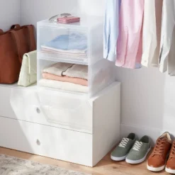 Stackable Large Bin Front Opening Clear - Brightroomâ„¢: Transparent Utility Storage, 19 Volume, Stackable