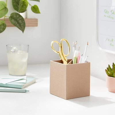 Canvas Pencil Cup Light Brown- Brightroom™: Desk Organizer, Office Supplies, Polyester Canvas, 4.25" Height, 1 Canvas Pencil Cup Light Brown- Brightroom™: Desk Organizer, Office Supplies, Polyester Canvas, 4.25" Height,