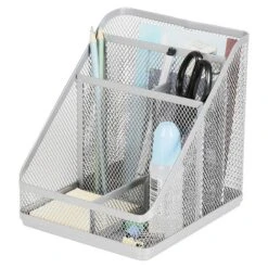 Mesh Medium Desktop Organizer Silver - Brightroom™: Steel Desk Tool Holder, Office Supplies, 7"x7"x6" -Brightroom GUEST 90dd885d 13ca 43ee 8a4f 82307486fd17