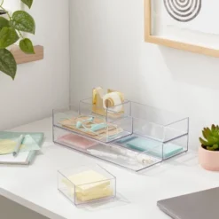 Acrylic Desk Drawer Organizer Clear - Brightroomâ„¢: Office & Stationery Holder, 20% Recycled Plastic, 12"x8"x4"