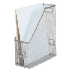 Mesh Magazine File Silver - Brightroom™: Steel File Organizer & Storage Bin, 12" H, No Assembly Required