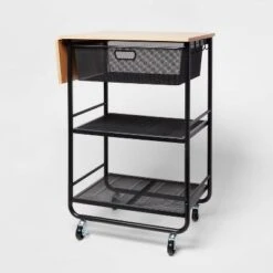 Metal Storage Cart With Mesh Drawer And Wood Top - Brightroom™ -Brightroom GUEST b9ec02d7 e818 4bdb 9f48 5453473bab39