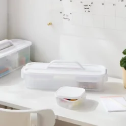 Click In Place Slim Lid With Handle For Plastic Storage Bins Home And Office Organization White- Brightroomâ„¢