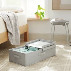 Underbed Fabric Bin With Lid Light Gray - Brightroomâ„¢
