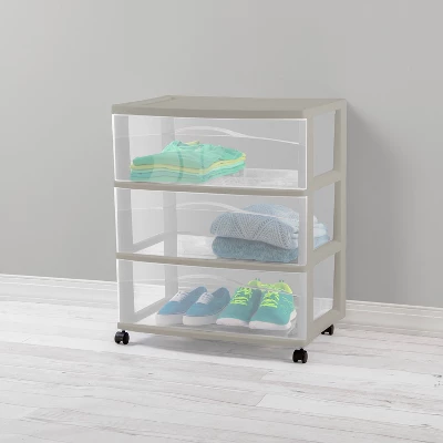 3 Drawer Wide Cart Spaceship Gray - Brightroom™ 2 3 Drawer Wide Cart Spaceship Gray - Brightroom™ - Image 2