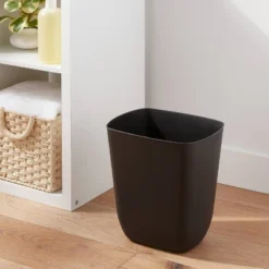 3gal Open Vanity Waste Basket Black - Brightroomâ„¢: Compact Matte Plastic Indoor Trash Can, Small Size, Bathroom Use