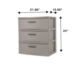 3 Drawer Wide Tower Dark Gray - Brightroom™: Plastic Storage Drawers, Portable Universal Storage, No Assembly Required -Brightroom GUEST dd2b1359 737a 43cc 8613 742a75ae1a65