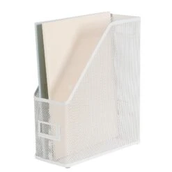 Mesh Magazine File White - Brightroom™: Steel File Organizer & Holder, No Assembly Required, 12" H X 10" W X 4.12" D -Brightroom GUEST e4c4439d 3de6 449d a563 76359483150a