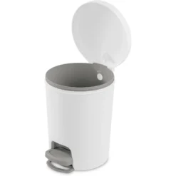 1.6gal Round Step Trash Can - Brightroom™: Compact Pedal-Operated Lid, Small Bathroom Bin, Textured White Finish -Brightroom GUEST e7b7d364 e2e5 4250 831e 4f714ade8431