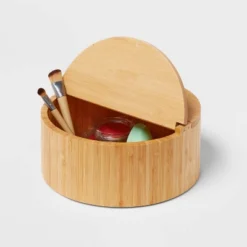 9" X 4" Circular Hinge Lid Bamboo Countertop Organizer - Brightroom™ -Brightroom GUEST e91a16ba 67ba 4346 aca1 624c8c7558a6