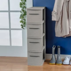 4 Drawer Skinny Tower Dark Gray - Brightroom™: Plastic Storage Drawers, Decorative Organizer, No Assembly Required -Brightroom GUEST f4ab2559 2985 4581 866a ca6b895d797c